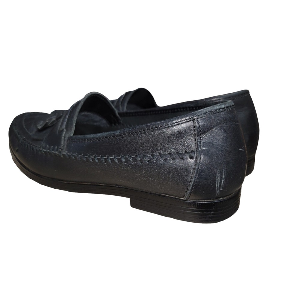 Earth Alan II Mens Black Leather Dress Tassel Loafer Weave Slip On Shoes Sz 11 - Picture 3 of 11